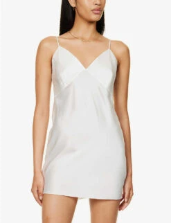 Xena V-neck Silk Night Dress -Ress Clothing Shop R04165834 IVORYCORE ALT01