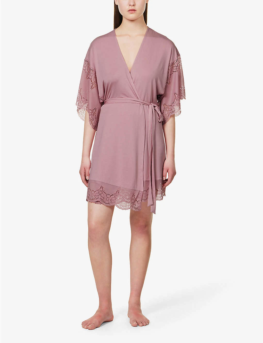 Eberjey Beatrix Lace-trim Stretch-jersey Robe 4 Eberjey Beatrix Lace-trim Stretch-jersey Robe - Image 2