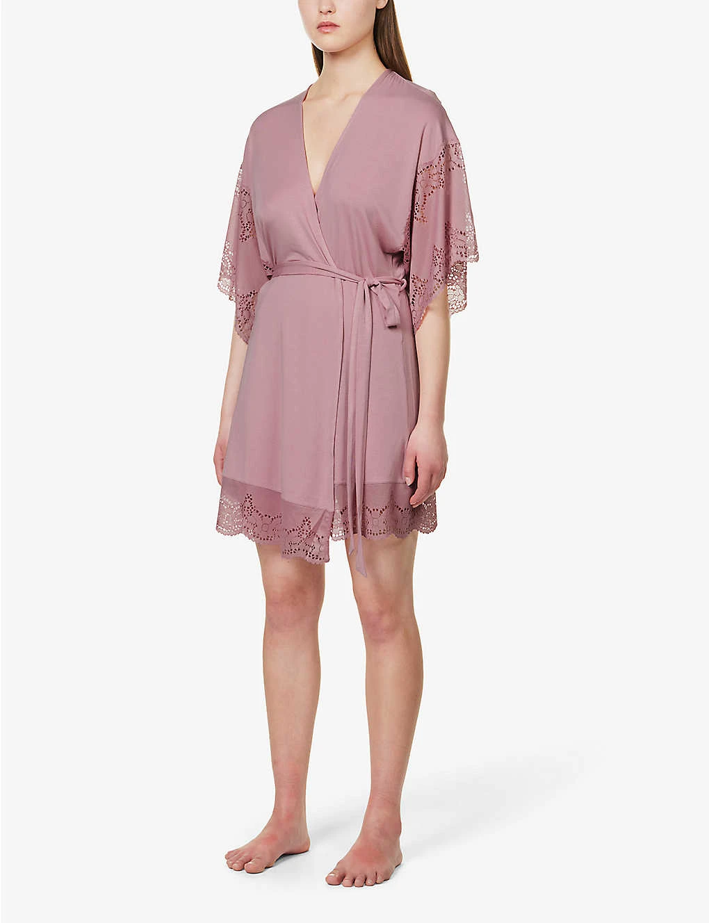 Eberjey Beatrix Lace-trim Stretch-jersey Robe 5 Eberjey Beatrix Lace-trim Stretch-jersey Robe - Image 3