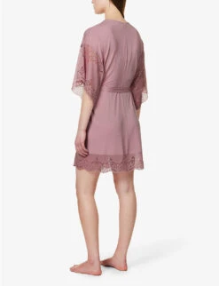 Eberjey Beatrix Lace-trim Stretch-jersey Robe 10 Eberjey Beatrix Lace-trim Stretch-jersey Robe -Ress Clothing Shop R04166191 FOXGLOVE ALT03