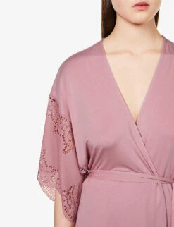 Eberjey Beatrix Lace-trim Stretch-jersey Robe 11 Eberjey Beatrix Lace-trim Stretch-jersey Robe -Ress Clothing Shop R04166191 FOXGLOVE ALT04