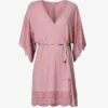 Eberjey Beatrix Lace-trim Stretch-jersey Robe -Ress Clothing Shop R04166191 FOXGLOVE M