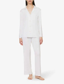 Eberjey Gisele Ribbed Stretch-jersey Pyjama Set 7 Eberjey Gisele Ribbed Stretch-jersey Pyjama Set -Ress Clothing Shop R04166204 WHITE ALT01