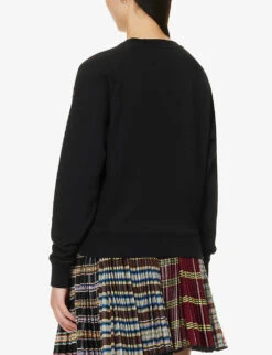 Brand-appliqué Ribbed-trim Cotton-jersey Sweatshirt -Ress Clothing Shop R04166215 BLACK ALT03