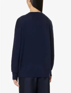 Brand-appliqué Ribbed-trim Wool-knit Jumper 10 Brand-appliqué Ribbed-trim Wool-knit Jumper -Ress Clothing Shop R04166216 NAVY ALT03