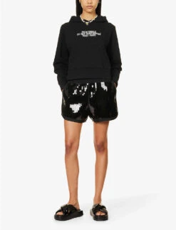 Palm Angels Brand-embroidered Kangaroo-pocket Cotton-jersey Hoody -Ress Clothing Shop R04166263 BLACKWHITE ALT01