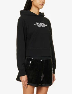 Palm Angels Brand-embroidered Kangaroo-pocket Cotton-jersey Hoody -Ress Clothing Shop R04166263 BLACKWHITE ALT02