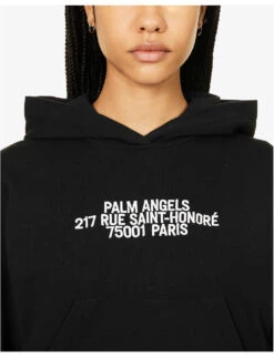 Palm Angels Brand-embroidered Kangaroo-pocket Cotton-jersey Hoody -Ress Clothing Shop R04166263 BLACKWHITE ALT04