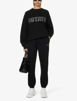 Crystal-embellished Logo-print Organic-cotton Sweatshirt 8 Crystal-embellished Logo-print Organic-cotton Sweatshirt -Ress Clothing Shop R04166491 BLACK ALT01