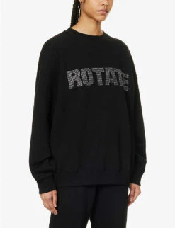 Crystal-embellished Logo-print Organic-cotton Sweatshirt 9 Crystal-embellished Logo-print Organic-cotton Sweatshirt -Ress Clothing Shop R04166491 BLACK ALT02
