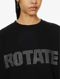 Crystal-embellished Logo-print Organic-cotton Sweatshirt 11 Crystal-embellished Logo-print Organic-cotton Sweatshirt -Ress Clothing Shop R04166491 BLACK ALT04