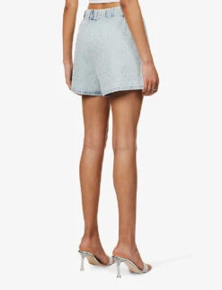 GOOD AMERICAN The Weekender Rhinestone-embellished Faded-wash Mid-rise Denim Shorts 10 GOOD AMERICAN The Weekender Rhinestone-embellished Faded-wash Mid-rise Denim Shorts -Ress Clothing Shop R04166585 INDIGO499 ALT03