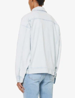 GOOD AMERICAN Oversized Faded-wash Stretch-recycled Denim Jacket -Ress Clothing Shop R04166588 INDIGO453 ALT03