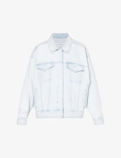 GOOD AMERICAN Oversized Faded-wash Stretch-recycled Denim Jacket