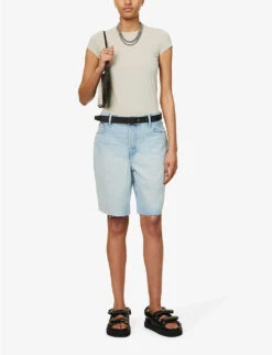 GOOD AMERICAN Good '90s Bermuda Mid-rise Denim Shorts -Ress Clothing Shop R04166601 INDIGO473 ALT02