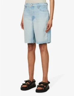 GOOD AMERICAN Good '90s Bermuda Mid-rise Denim Shorts -Ress Clothing Shop R04166601 INDIGO473 ALT03