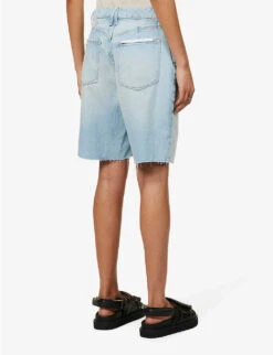 GOOD AMERICAN Good '90s Bermuda Mid-rise Denim Shorts -Ress Clothing Shop R04166601 INDIGO473 ALT04