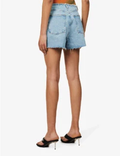 GOOD AMERICAN Good 90s Distressed Stretch-denim Shorts -Ress Clothing Shop R04166604 INDIGO492 ALT03