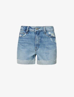 GOOD AMERICAN Good Girlfriend Petite Faded-wash Recycled-denim Shorts