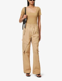 GOOD AMERICAN Scuba Square-neck Stretch-woven Body 10 GOOD AMERICAN Scuba Square-neck Stretch-woven Body -Ress Clothing Shop R04166614 PECAN001 ALT02