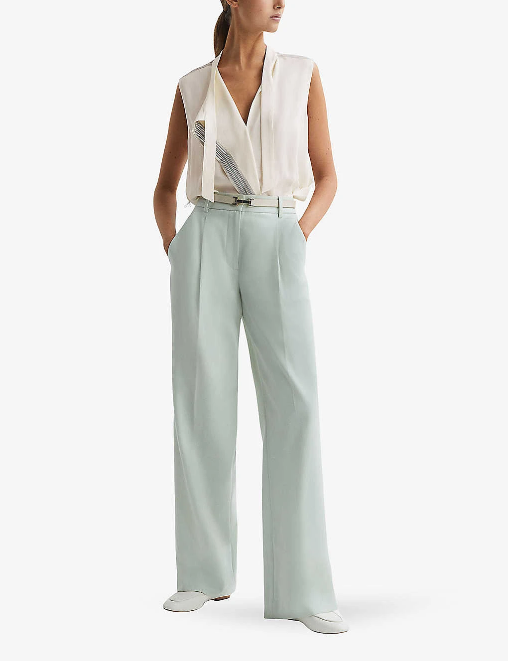 Reiss Romy Stripe-trim Stretch-woven Blouse 4 Reiss Romy Stripe-trim Stretch-woven Blouse - Image 2