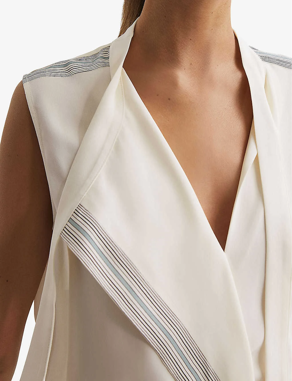 Reiss Romy Stripe-trim Stretch-woven Blouse 7 Reiss Romy Stripe-trim Stretch-woven Blouse - Image 5