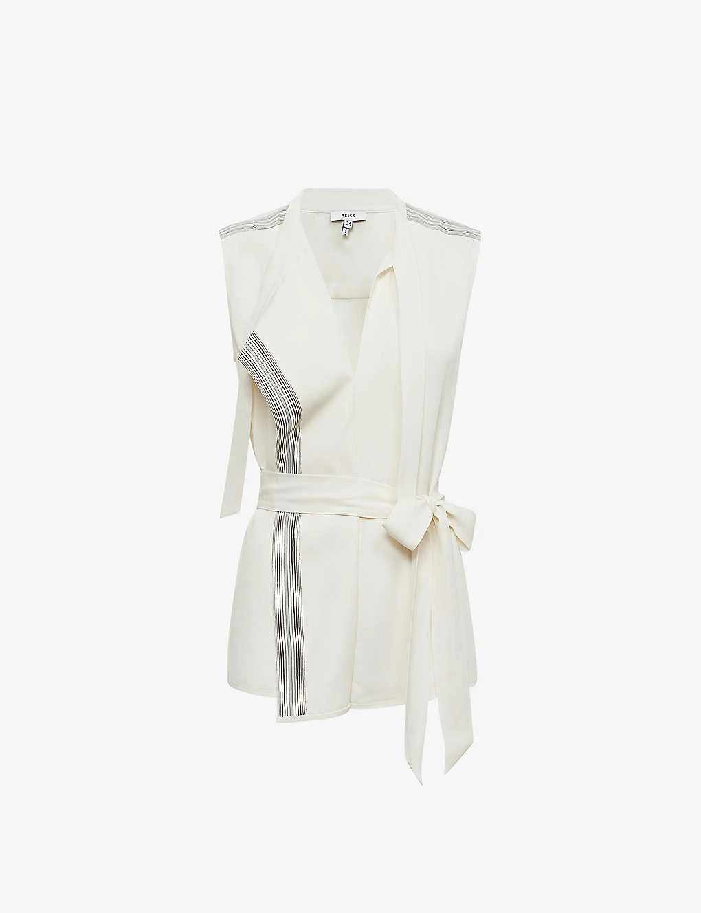 Reiss Romy Stripe-trim Stretch-woven Blouse 3 Reiss Romy Stripe-trim Stretch-woven Blouse