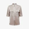 Reiss Aubrey Short-sleeve Silk Shirt -Ress Clothing Shop R04169200 CHAMPAGNE M