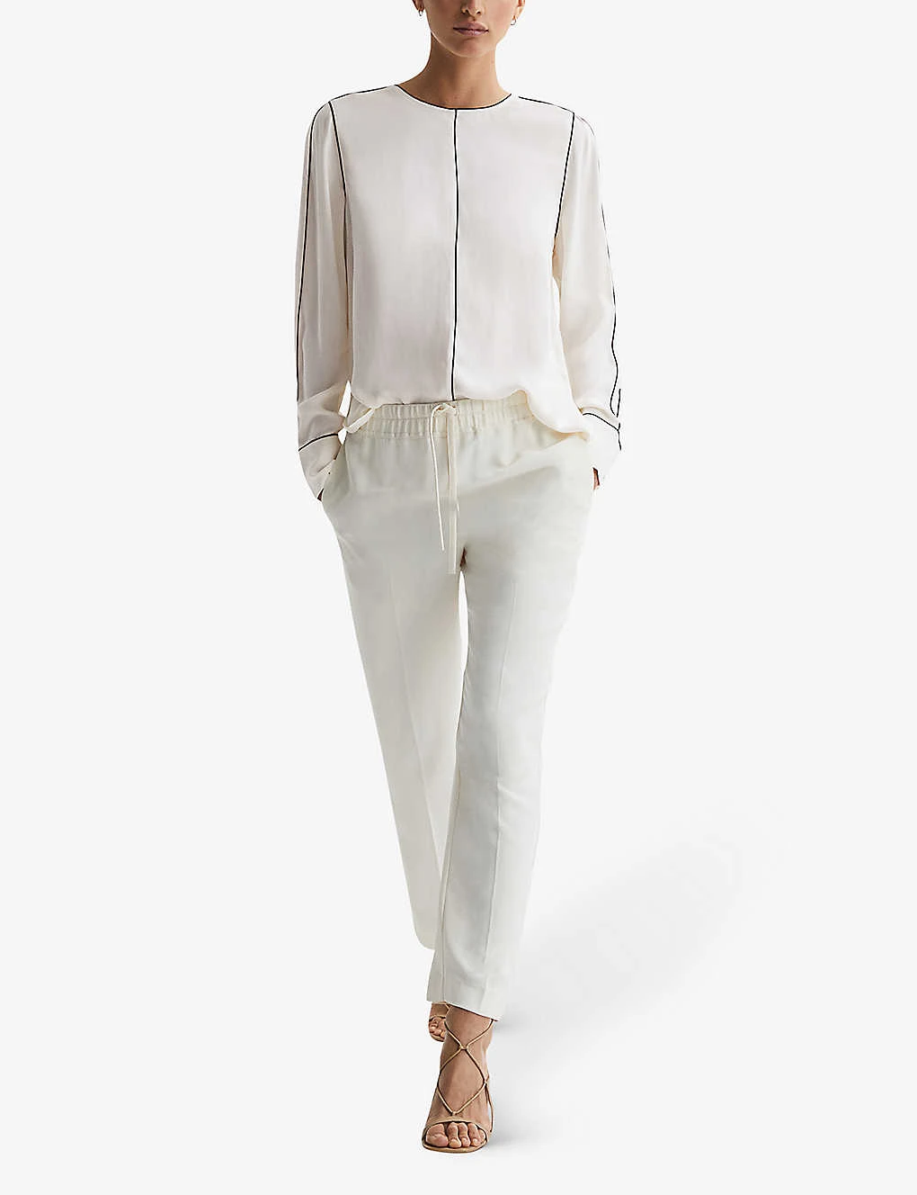 Reiss Estella Contrast-tip Long-sleeve Stretch-woven Blouse 4 Reiss Estella Contrast-tip Long-sleeve Stretch-woven Blouse - Image 2