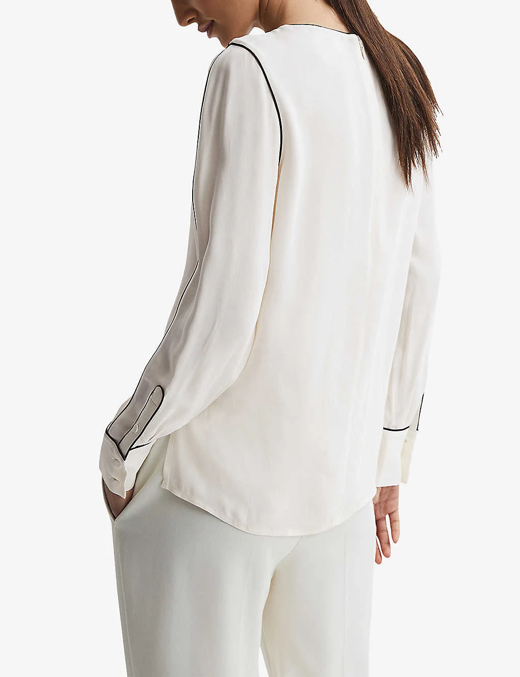Reiss Estella Contrast-tip Long-sleeve Stretch-woven Blouse 6 Reiss Estella Contrast-tip Long-sleeve Stretch-woven Blouse - Image 4