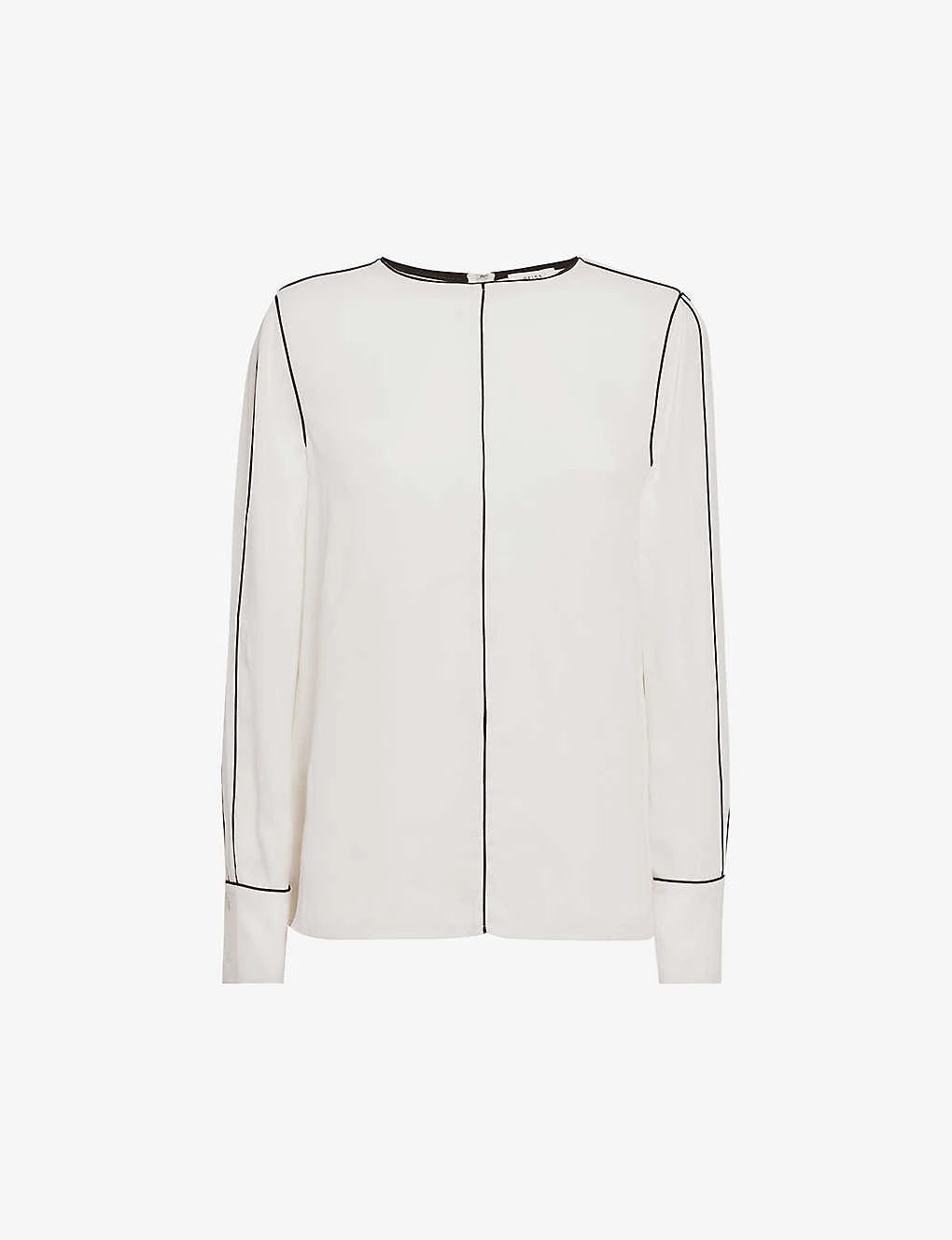 Reiss Estella Contrast-tip Long-sleeve Stretch-woven Blouse 3 Reiss Estella Contrast-tip Long-sleeve Stretch-woven Blouse