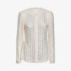 Reiss Robyn Rhinestone-embellished Woven Blouse -Ress Clothing Shop R04169210 CREAM M