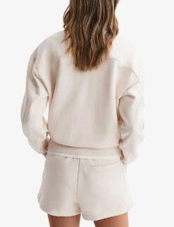 Reiss Brandy Dropped-shoulders Cotton-blend Sweatshirt -Ress Clothing Shop R04169435 IVORY ALT03
