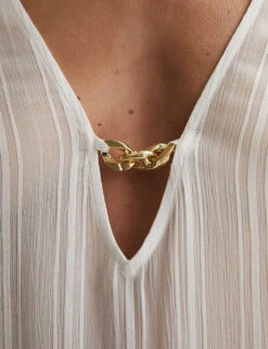 Reiss April Semi-sheer Striped Woven Kaftan -Ress Clothing Shop R04169521 WHITE ALT04