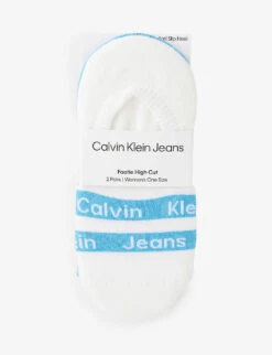 Calvin Klein Brand-print High-cut Pack Of Two Stretch-cotton Blend Socks