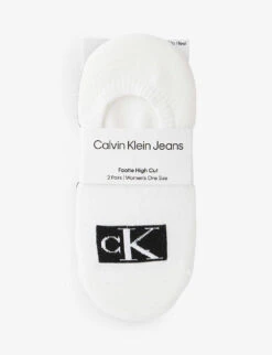Calvin Klein Logo-badge High-cut Pack Of Two Stretch-cotton Blend Socks