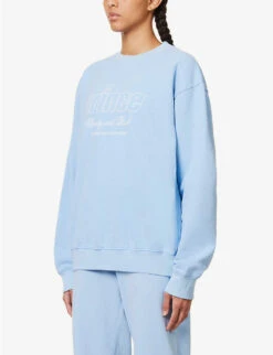 Sporty & Rich X Prince Brand-print Cotton-jersey Sweatshirt 9 Sporty & Rich X Prince Brand-print Cotton-jersey Sweatshirt -Ress Clothing Shop R04173069 BLUEWHITE ALT02