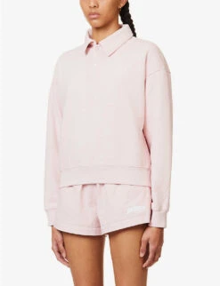 Sporty & Rich X Prince Brand-embroidered Cotton-jersey Polo Shirt -Ress Clothing Shop R04173075 BABYPINKWHITE ALT02