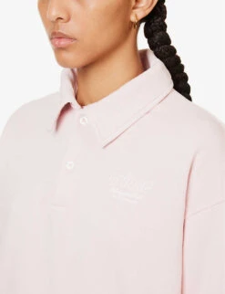 Sporty & Rich X Prince Brand-embroidered Cotton-jersey Polo Shirt -Ress Clothing Shop R04173075 BABYPINKWHITE ALT04