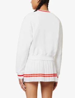 Sporty & Rich X Prince Brand-embroidered Cotton-jersey Sweatshirt 10 Sporty & Rich X Prince Brand-embroidered Cotton-jersey Sweatshirt -Ress Clothing Shop R04173077 WHITERED ALT03