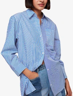 Whistles Millie Stripe Oversized Cotton Shirt 9 Whistles Millie Stripe Oversized Cotton Shirt -Ress Clothing Shop R04175228 MULTICOLOURED ALT02
