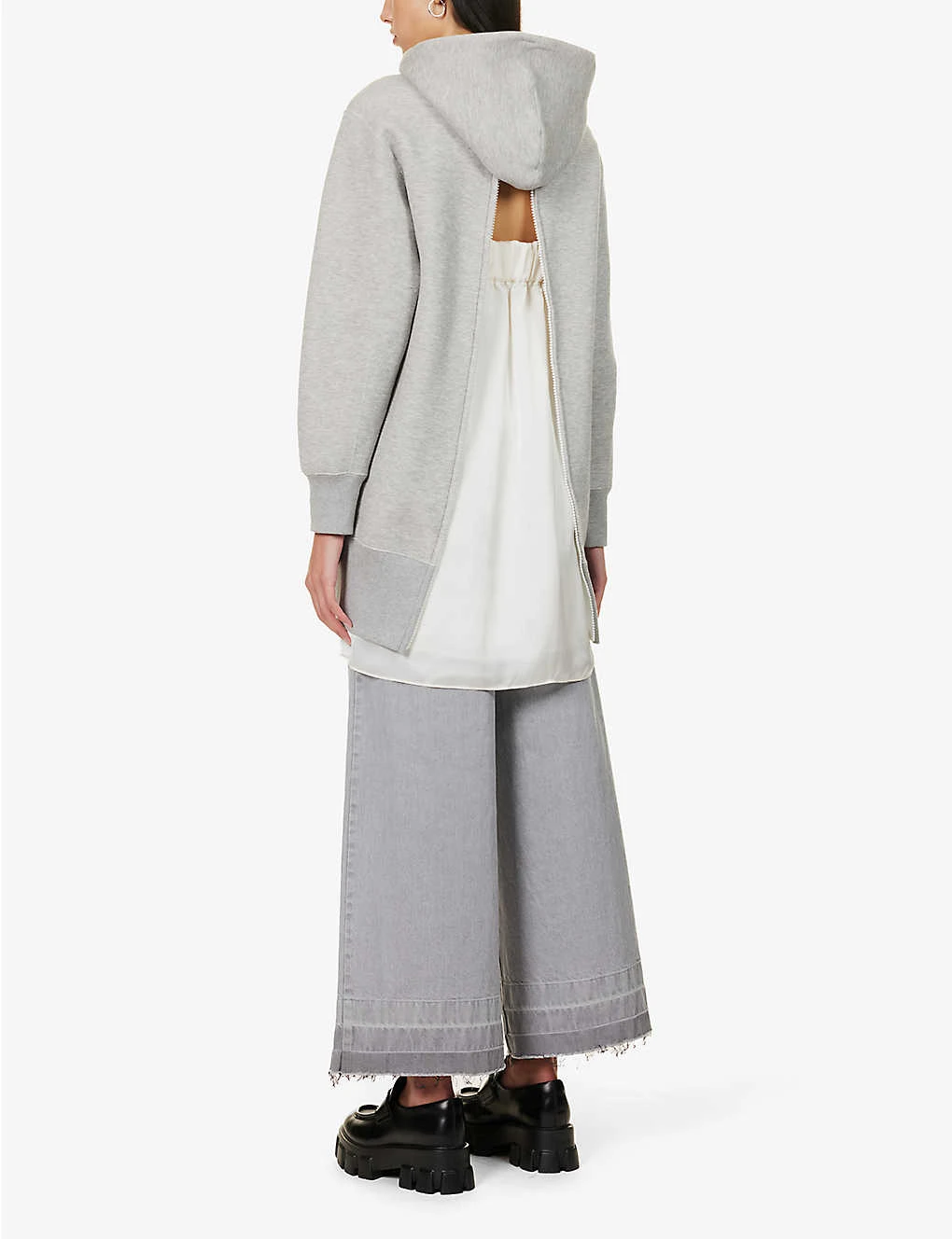 Sacai Zip-back Relaxed-fit Cotton-blend Hoody 4 Sacai Zip-back Relaxed-fit Cotton-blend Hoody - Image 2