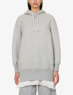 Sacai Zip-back Relaxed-fit Cotton-blend Hoody 10 Sacai Zip-back Relaxed-fit Cotton-blend Hoody -Ress Clothing Shop R04180397 LGRAY ALT02