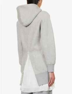 Sacai Zip-back Relaxed-fit Cotton-blend Hoody 11 Sacai Zip-back Relaxed-fit Cotton-blend Hoody -Ress Clothing Shop R04180397 LGRAY ALT03
