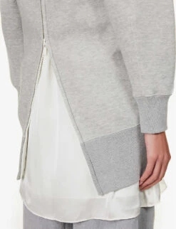 Sacai Zip-back Relaxed-fit Cotton-blend Hoody 12 Sacai Zip-back Relaxed-fit Cotton-blend Hoody -Ress Clothing Shop R04180397 LGRAY ALT04