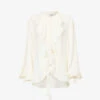 Victoria Beckham Ruffle-trim Self-tie Silk Shirt 2 Victoria Beckham Ruffle-trim Self-tie Silk Shirt -Ress Clothing Shop R04180527 VANILLA M