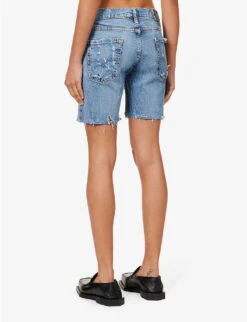 Distressed Mid-rise Upcycled Denim Shorts -Ress Clothing Shop R04180693 LIGHTBLUEWASH ALT03