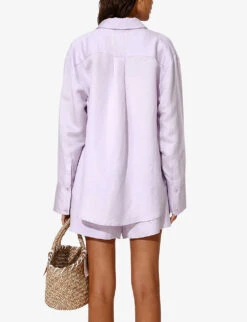 By Malina Candace Pearlescent-button Relaxed-fit Linen-blend Shirt -Ress Clothing Shop R04180768 VIOLET ALT03