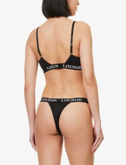 Bamboo Triangle Branded-underband Stretch-jersey Bra -Ress Clothing Shop R04180919 ALLBLACK ALT02