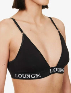 Bamboo Triangle Branded-underband Stretch-jersey Bra -Ress Clothing Shop R04180919 ALLBLACK ALT03
